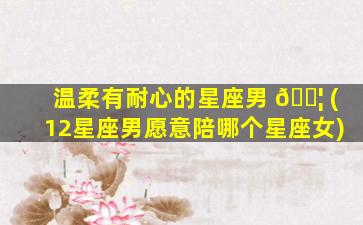 温柔有耐心的星座男 🐦 (12星座男愿意陪哪个星座女)